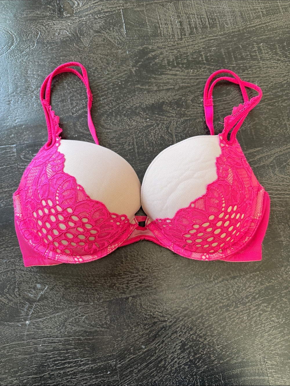Victoria's Secret Hot Pink Lace Demi Push-Up Bra